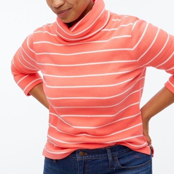 J Crew Striped mockneck sweatshirt in cloudspun fleece BA202 - Picture 1 of 3